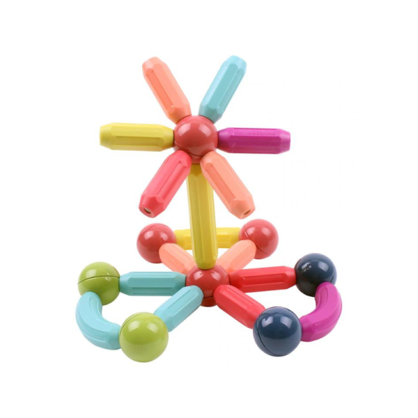 Set de construit cu 42 piese magnetice pentru copii, Magnetic Sticks, Multicolor - imagine 5