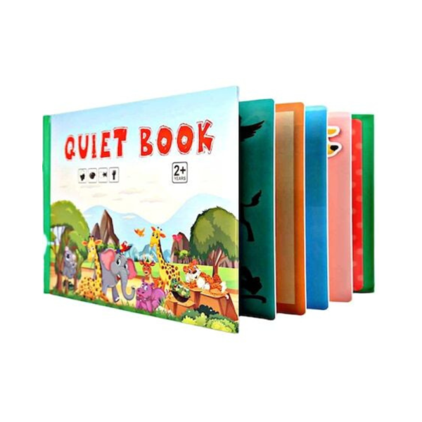 Carte cu activitati pentru copii, Quiet Book cu stickere, 10 pagini, model cu animale