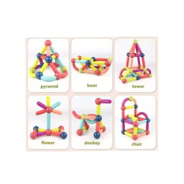 Set de construit cu 42 piese magnetice pentru copii, Magnetic Sticks, Multicolor - imagine 2