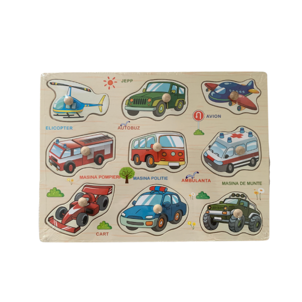 Set Puzzle din lemn, 4 tablite incastru in limba romana, activitati educative pentru copii, 3+ - imagine 5