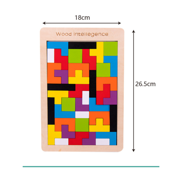 Joc educational de inteligenta pentru copii,  Tetris din lemn, multicolor - imagine 2