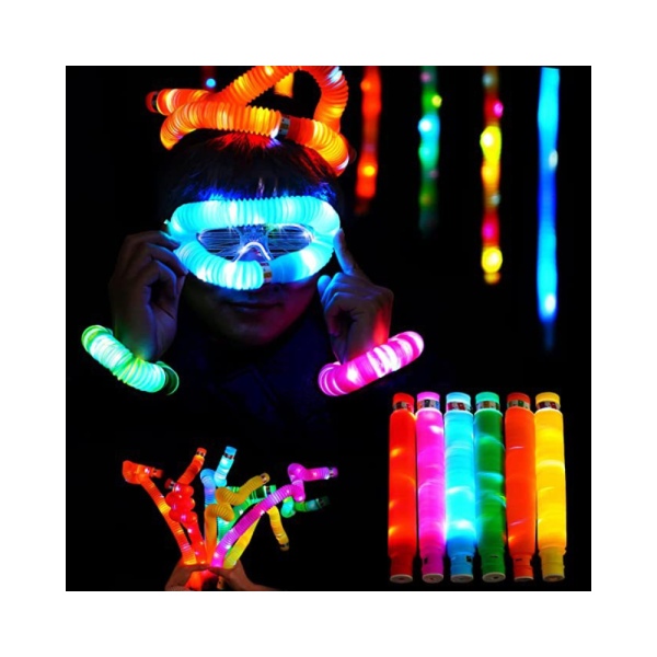 Set 6 Tuburi Antistres, cu Lumina LED, Fidget Pop Tube - imagine 4