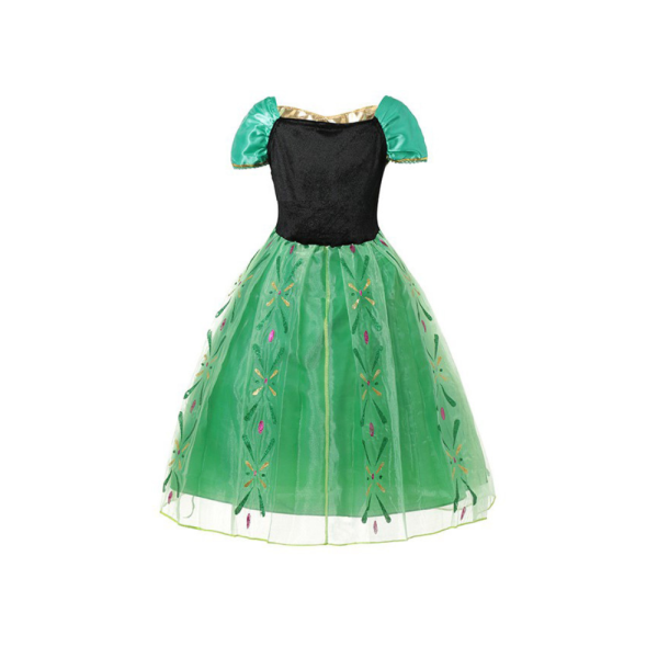 Rochita printesa Anna din Frozen, Verde - imagine 2