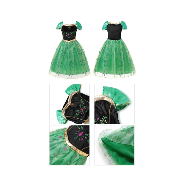 Rochita printesa Anna din Frozen, Verde - imagine 3