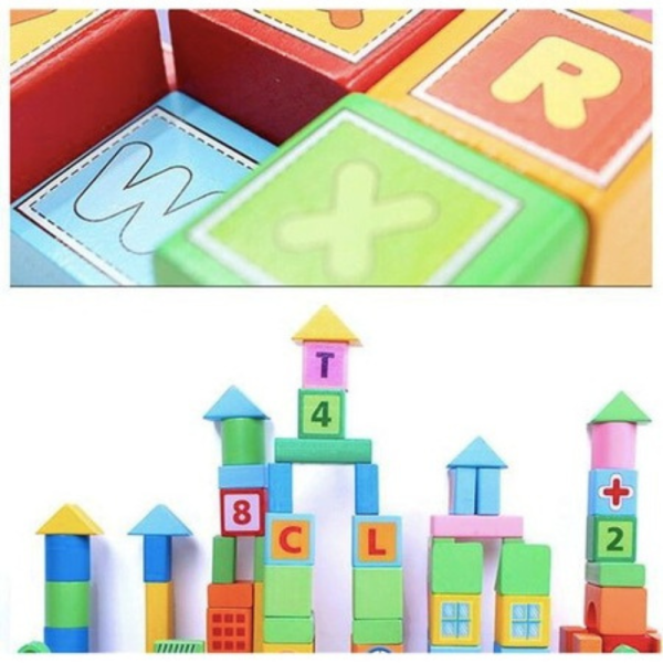 Set 100 cuburi de construit din lemn pentru copii, Joc educativ, Urban Traffic Blocks, 3 ani+ - imagine 4