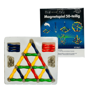Set de constructie 3D, magnetic, 50 piese – Magnetspiel