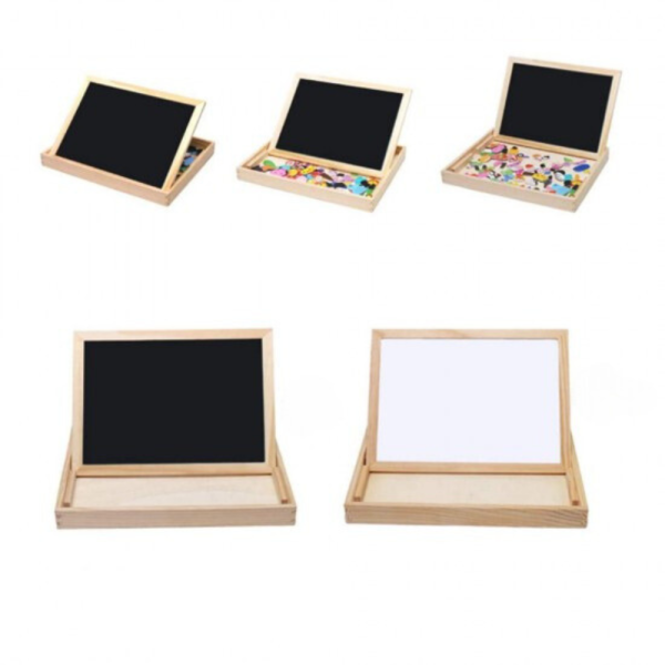 Tabla magnetica din lemn cu puzzle si accesorii, joc educativ pentru copii, 3+ - imagine 5