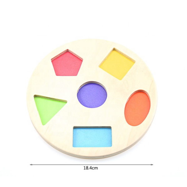 Puzzle incastru din lemn cu 6 stampile de diferite forme, jucarie educativa pentru copii,  Montessori - imagine 6