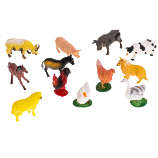 Set de 12 figurine cu animale domestice de la Ferma – Farm Animals, 7-12 cm