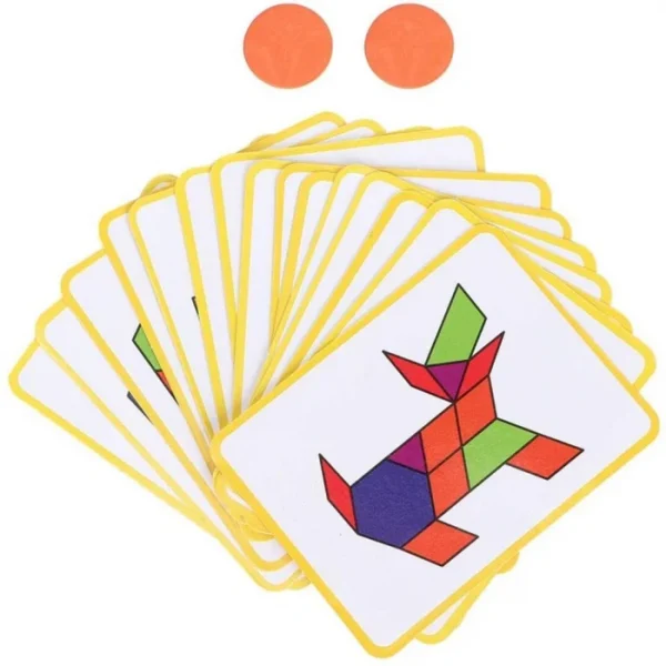 Carte magnetica cu puzzle tangram, joc educativ si interactiv pentru copii, 3+ - imagine 2