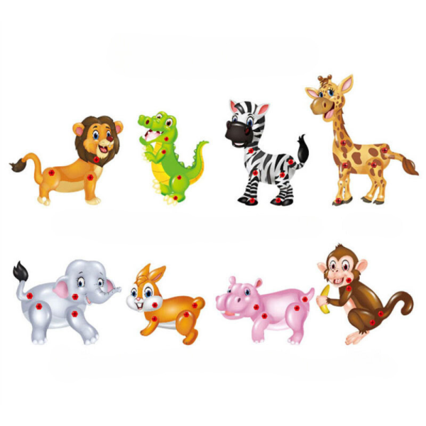 Jucarie educativa si interactiva cu animale pentru copii, Creative Mosaic puzzle, Montessori, 225 piese - imagine 2