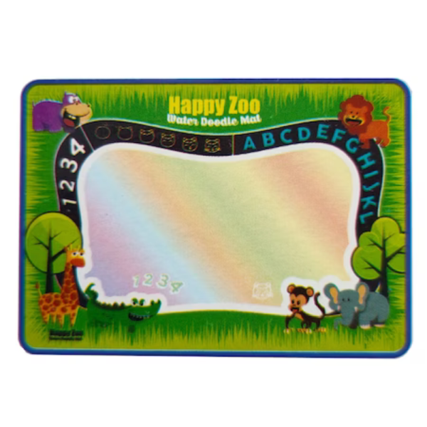 Set covor interactiv pentru desen cu 2 carioci pe baza de apa, Happy Zoo