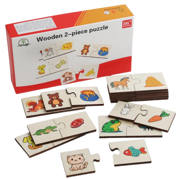 Puzzle educativ de asociere din 2 piese pentru copii, Montessori, 24 piese