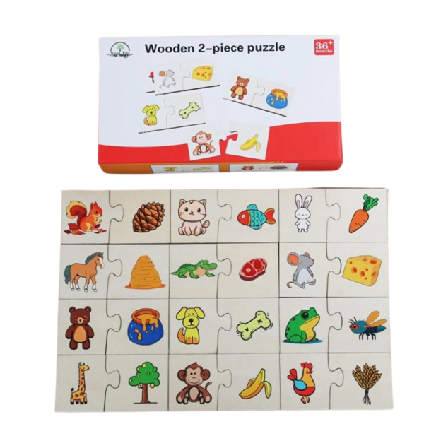 Puzzle educativ de asociere din 2 piese pentru copii, Montessori, 24 piese - imagine 3