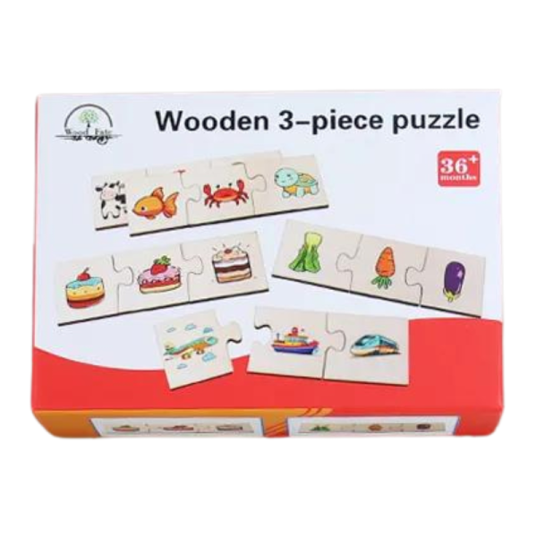 Puzzle educativ de asociere din 3 piese pentru copii, Montessori, 24 piese