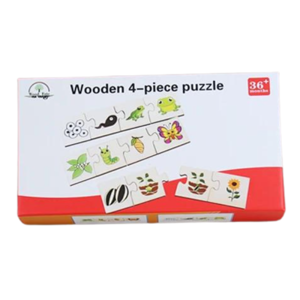 Puzzle educativ de asociere din 4 piese pentru copii, evolutia animalelor, Montessori, 24 piese - imagine 3