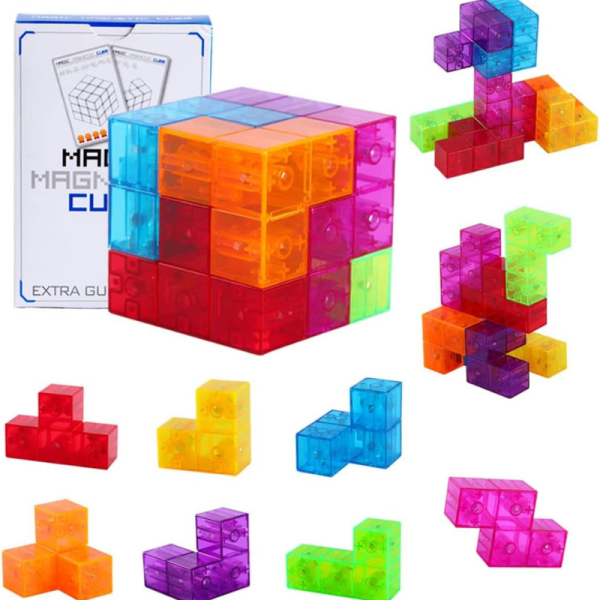 Cub magnetic Magic 3D STEM, 54 carti de ghidare, dezvolta inteligenta, abilitatile motrice si imaginatia