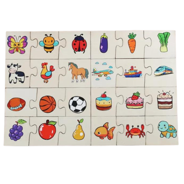 Puzzle educativ de asociere din 3 piese pentru copii, Montessori, 24 piese - imagine 4