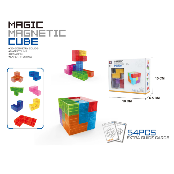 Cub magnetic Magic 3D STEM, 54 carti de ghidare, dezvolta inteligenta, abilitatile motrice si imaginatia - imagine 5