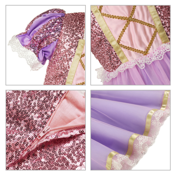 Rochita printesa Rapunzel cu accesorii, Mov, tesaturi premium, costum cosplay - imagine 2