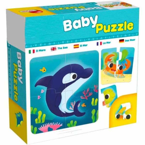 Puzzle din 4 piese cu animale marine, 8 modele, Joc educativ pentru copii, 3+ - imagine 8