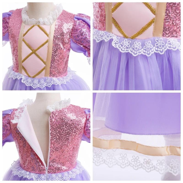 Rochita printesa Rapunzel cu accesorii, Mov, tesaturi premium, costum cosplay - imagine 5