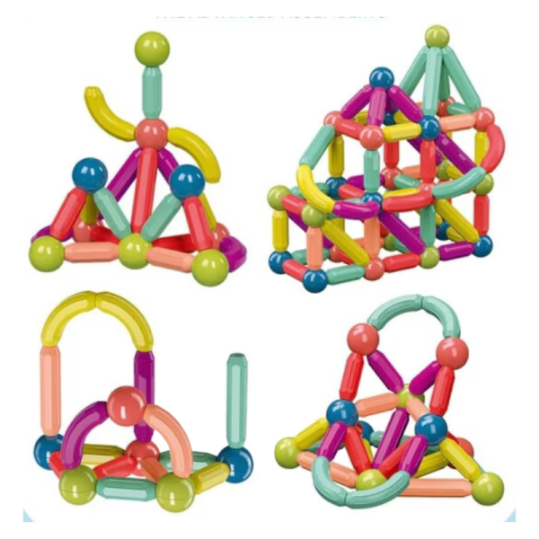 Set de construit cu 36 piese magnetic, Joc interactiv pentru copii,  Magnetic Sticks, Multicolor