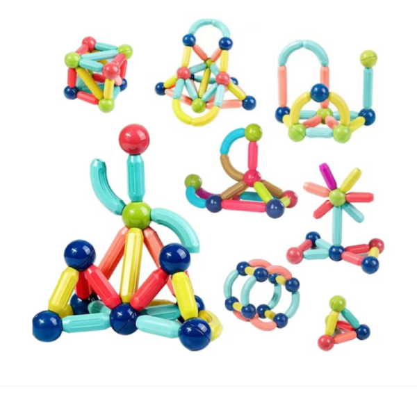 Set de construit cu 36 piese magnetic, Joc interactiv pentru copii,  Magnetic Sticks, Multicolor - imagine 3