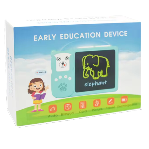 Jucarie educativa Montessori pentru copii 2 in 1, masina de invatare cuvinte in limba engleza cu cititor de carduri flash, 224 de cuvinte 112 carduri si tableta LCD pentru desenat,  incarcare MicroUSB, 3 ani+ - imagine 3