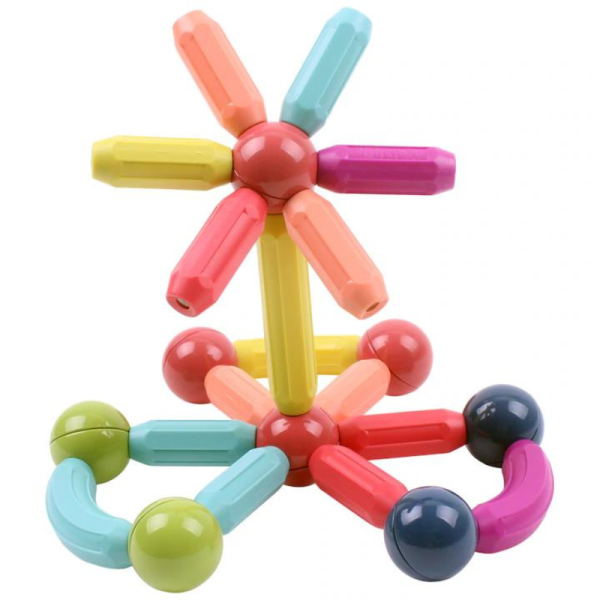 Set de construit cu 36 piese magnetic, Joc interactiv pentru copii,  Magnetic Sticks, Multicolor - imagine 4