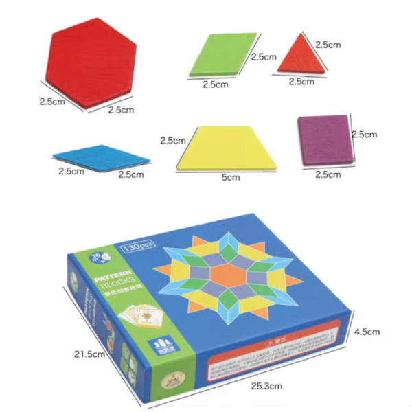 Tangram din lemn cu modele, joc educativ pentru copii, 130 piese, 3+ - imagine 2