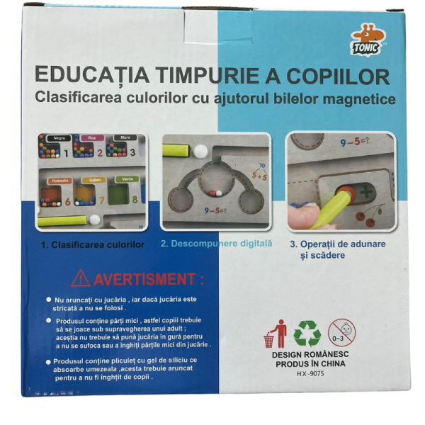 Joc educativ pentru copii de clasificare a culorilor cu bile magnetice in  limba romana, adunari, scaderi, 3+ - imagine 4