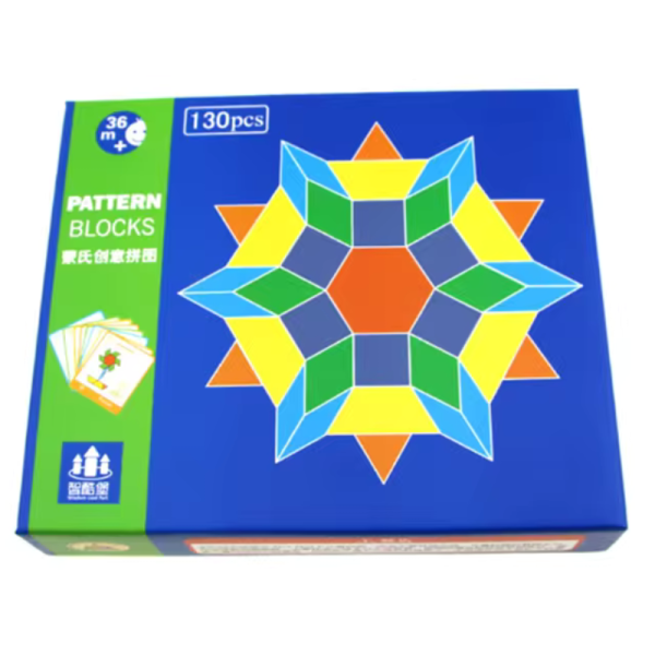 Tangram din lemn cu modele, joc educativ pentru copii, 130 piese, 3+ - imagine 3