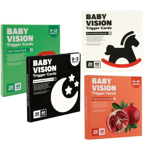 Set 80 cartonase pentru stimulare vizuala si cognitiva bebelusi, tip Montessori, cu imagini alb, negru, rosu si color, 0-36 luni - imagine 13