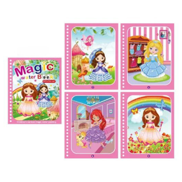 Carte de colorat cu apa pentru copii,  8 pagini, Creion Magic, reutilizabila, 3+ - imagine 2