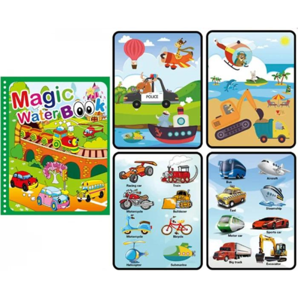 Carte de colorat cu apa pentru copii,  8 pagini, Creion Magic, reutilizabila, 3+ - imagine 5