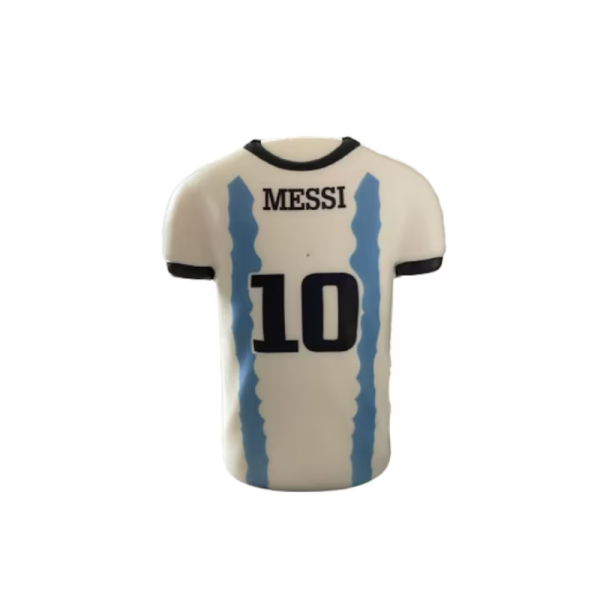 Set 3 jucarii Squishy antistres pentru copii, tip tricou fotbalisti, Messi, Mbappe si Ronaldo, 13 cm, 3+ - imagine 3