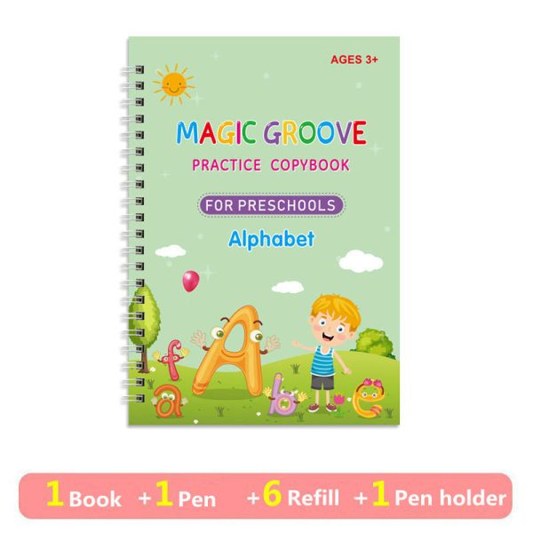 Set 4 caiete de lucru si stilou magic pentru scris si desenat Sank Magic pentru copii, rechizite scolare, multicolor - imagine 3