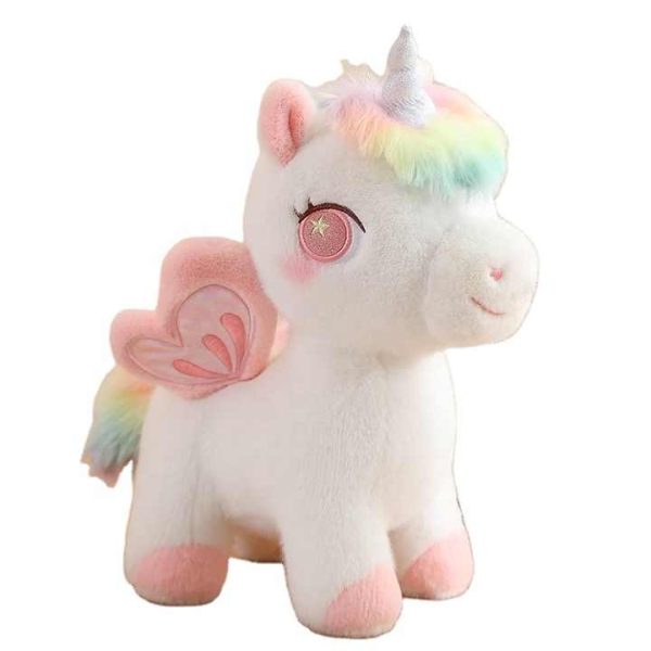 Jucarie de plus pentru copii, Unicorn alb, 20 cm - imagine 5