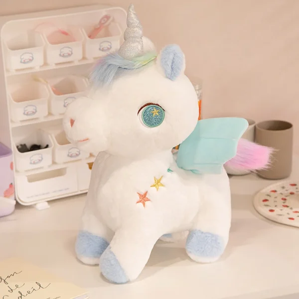 Jucarie de plus pentru copii, Unicorn alb, 20 cm - imagine 2