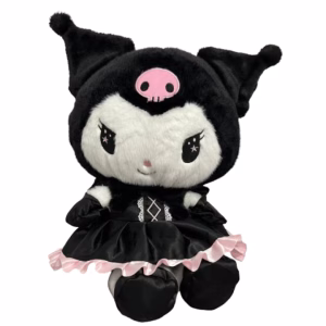 Papusa Kuromi din seria Hello Kitty Sanrio din plus cu rochita, 40 cm