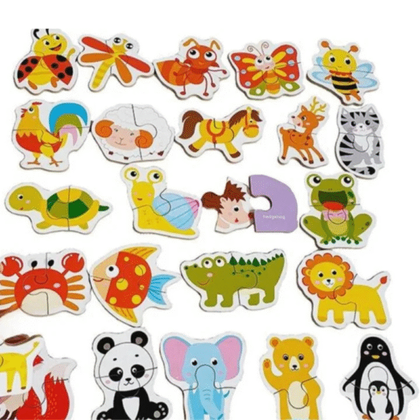 Puzzle educativ din 2 piese pentru copii, 24 modele, 48 piese, 3+ - imagine 6