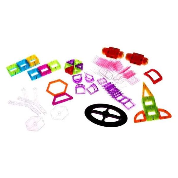 Set inteligent constructie magnetica cu 128 piese pentru copii, Stem, educativ si creativ, Magnetic Construction Blocks - imagine 3