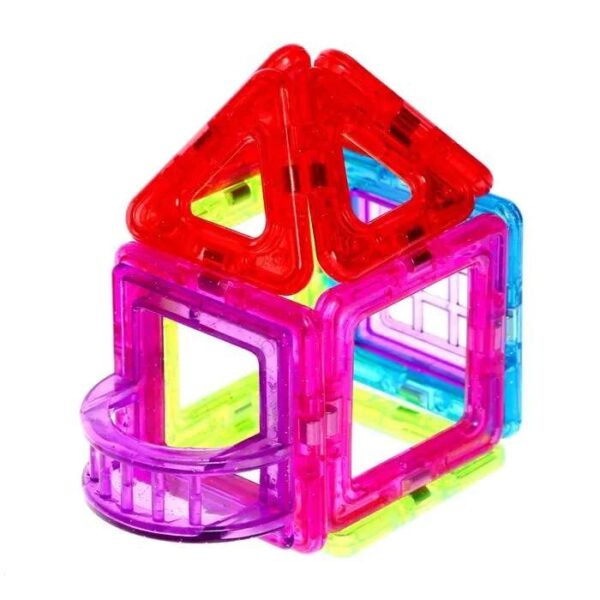 Set inteligent constructie magnetica cu 128 piese pentru copii, Stem, educativ si creativ, Magnetic Construction Blocks - imagine 4