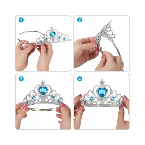 Set accesorii printesa Elsa Frozen pentru fetite - codita, diadema, manusi si bagheta magica, 3-8 ani - imagine 3