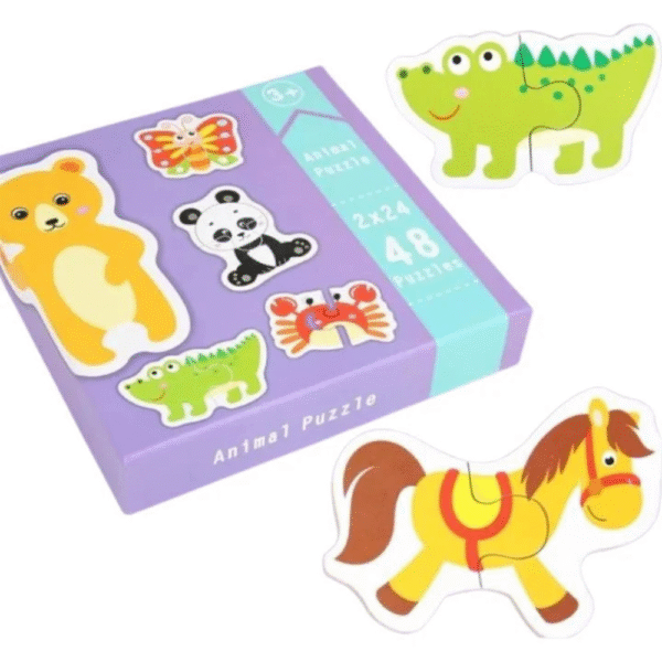 Puzzle educativ din 2 piese pentru copii, 24 modele, 48 piese, 3+ - imagine 7