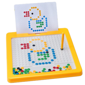 Tabla interactiva magnetica Montessori de desenat cu margele, stilou magnetic si planse model, Joc interactiv pentru copii, 3+