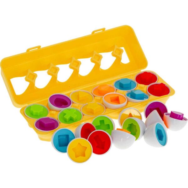 Joc educativ pentru copii Matching Eggs, Set 12 oua pentru invatarea formelor si culorilor, 1+