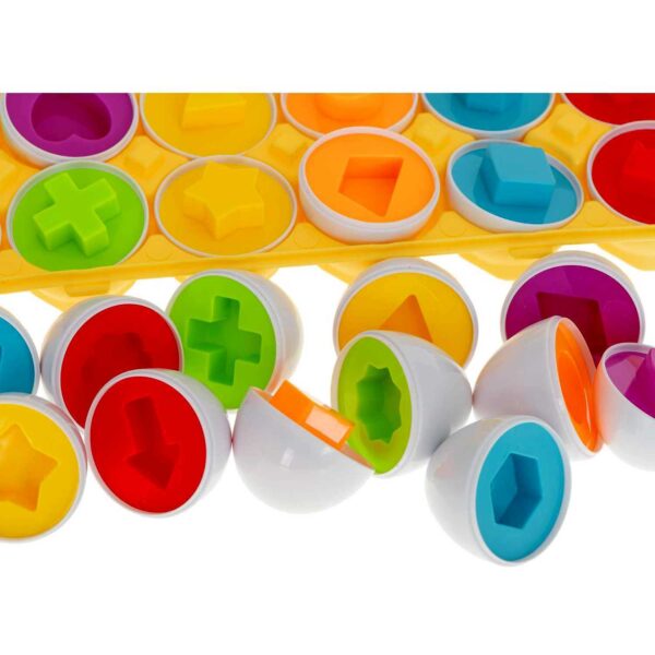 Joc educativ pentru copii Matching Eggs, Set 12 oua pentru invatarea formelor si culorilor, 1+ - imagine 5