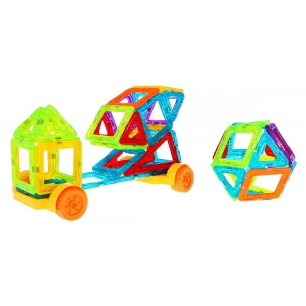 Set inteligent constructie magnetica cu 128 piese pentru copii, Stem, educativ si creativ, Magnetic Construction Blocks - imagine 7